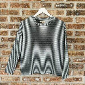 Madewell Green Striped Long Sleeve Pullover XS
